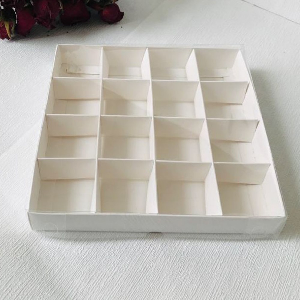 20x20x3 Asetat Kapaklı Kutu (16 Bölmeli) — galeri görseli